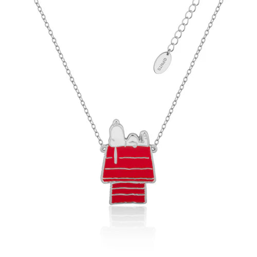 Disney Couture Kingdom White Gold Plated & Enamel Snoopy 'House' Necklace