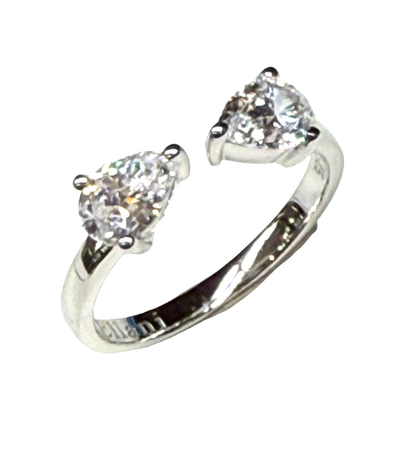 Sterling Silver Split Band Cubic Zirconia Ring