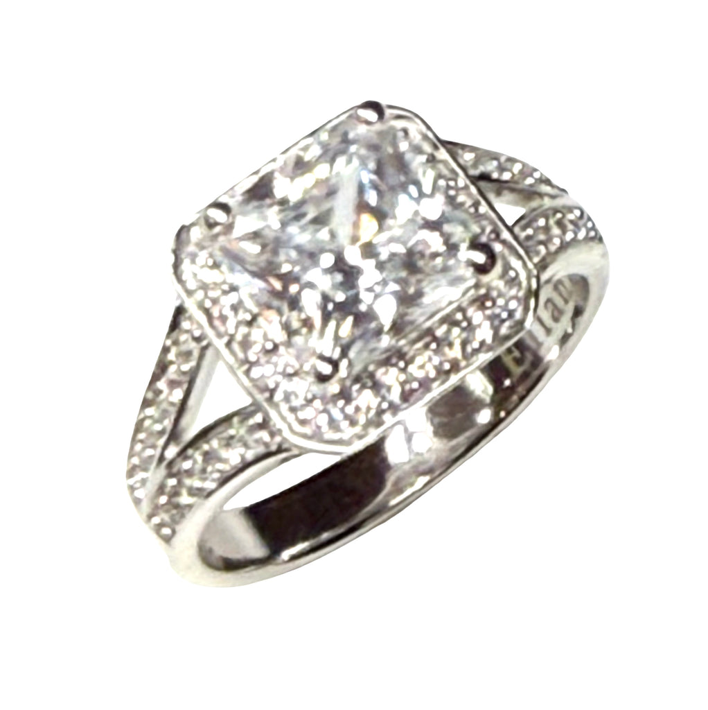 Sterling Silver Split Band Cubic Zirconia Ring