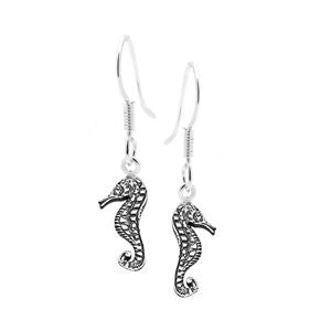 Sterling Silver Seahorse Drop Earrings