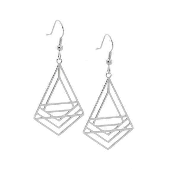 Ellani Stainless Steel Abstract Triangle Drop Earrings