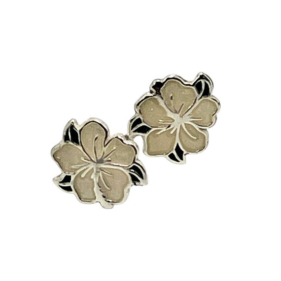 Sterling Silver Enamel Yellow Flower Stud Earrings