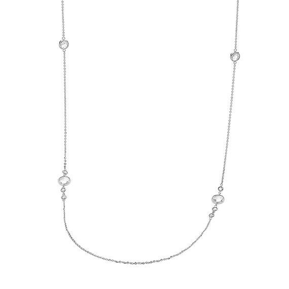 Ellani Stainless Steel Necklace with Multi Round Clear Glass