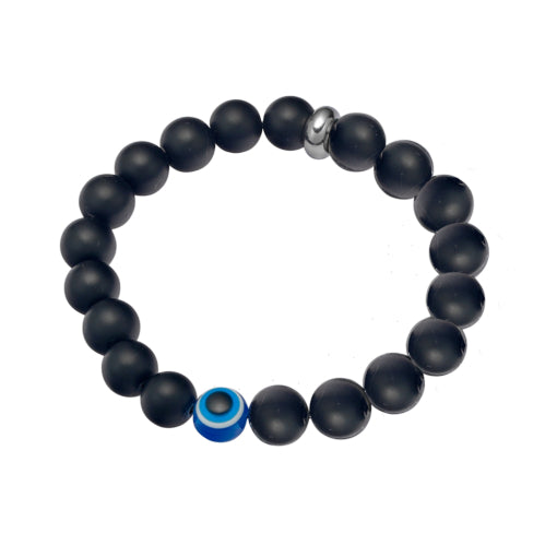 Blaze Onyx Beaded Bracelet with Evil Eye