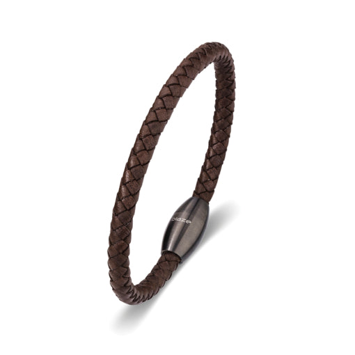 Blaze Dark Brown Leather Bangle with Magnetic Clasp