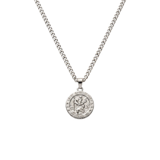 Blaze Stainless Steel St Christopher Necklace.