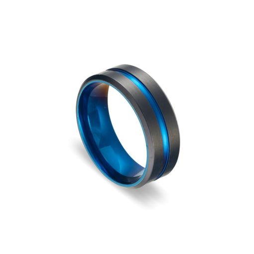 Blaze Stainless Steel Matte Black & Blue Men's Ring