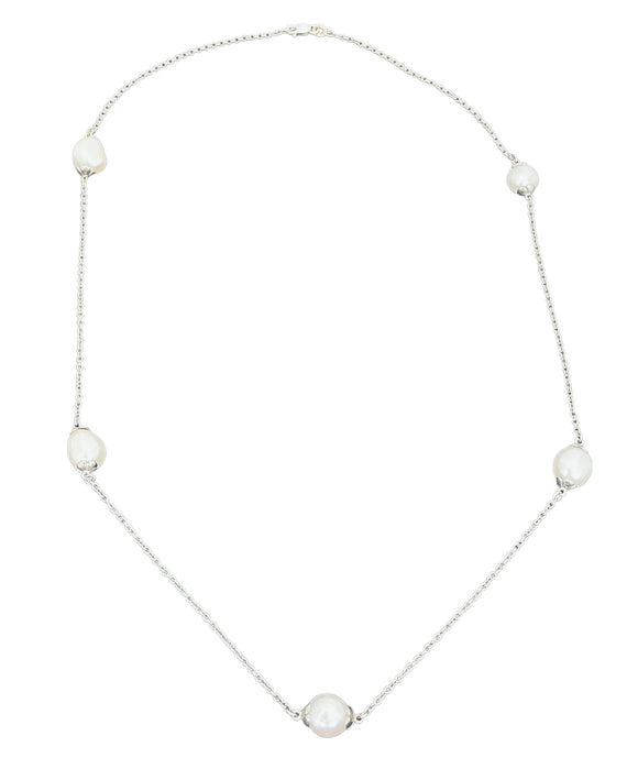 White Gold Freshwater Pearl Necklace