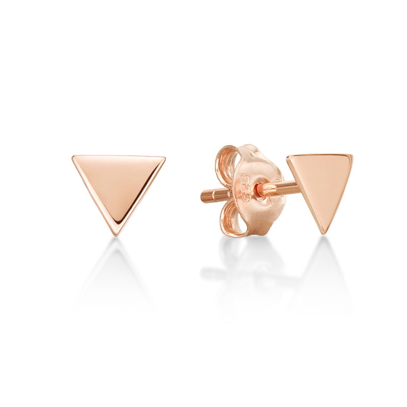 Sterling Silver Rose Gold Plated Triangle Shaped Stud Earrings