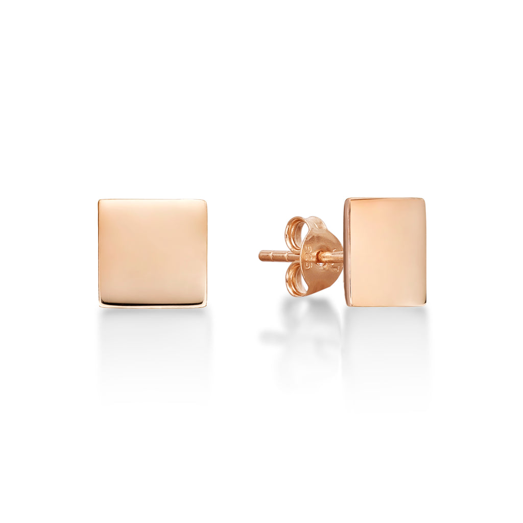 Sterling Silver Rose Gold Plated Square Earrings