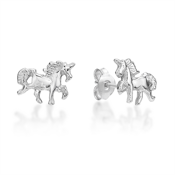 Sterling Silver Small Unicorn Stud Earrings