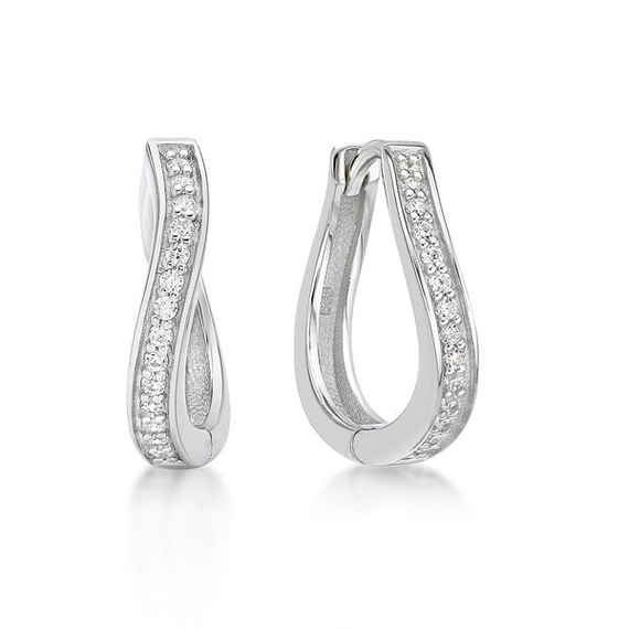Sterling Silver and Cubic Zirconia Huggie Earrings