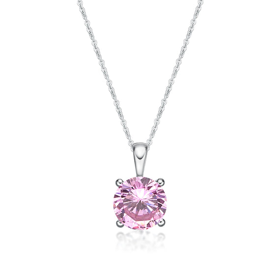 Sterling Silver 4 Claw CZ Birthstone Pendant - October
