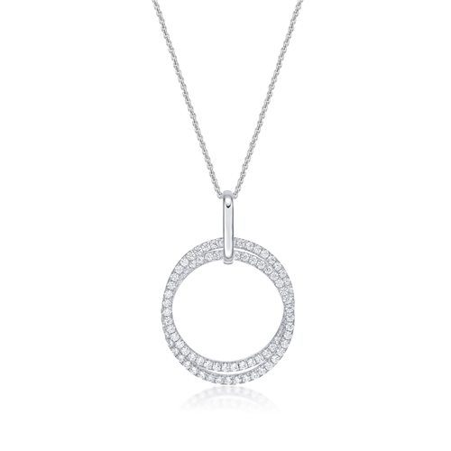 Sterling Silver 2 Linked Circles with Cubic Zirconia Necklace