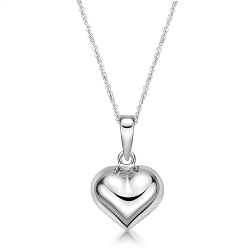 Sterling Silver Puffy Heart Pendant on a Chain