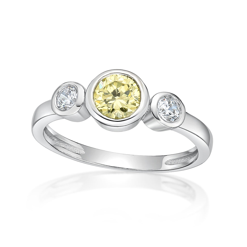Sterling Silver Ring with Bezel Set CZ August Birthstone
