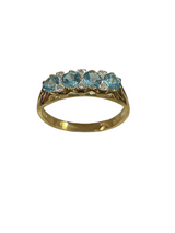 9ct Yellow Gold Blue Topaz & Diamond Ring
