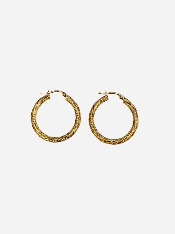 9ct Yellow Gold 3mm x 20mm Tennis Hoop Earrings