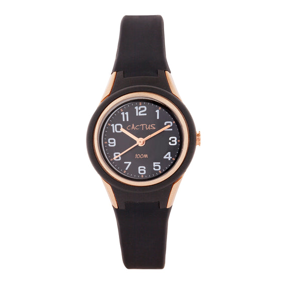 Cactus Black/Rose Gold Watch with Silicone Band