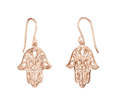Engelsrufer Sterling Silver Rose Gold Plated Fatima's Hand Earrings