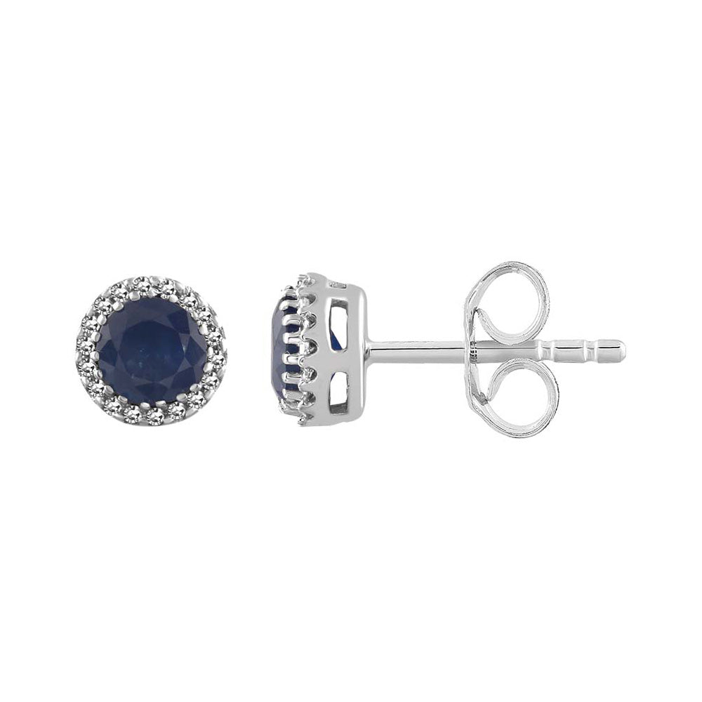 9ct White Gold Sapphire Stud Earrings