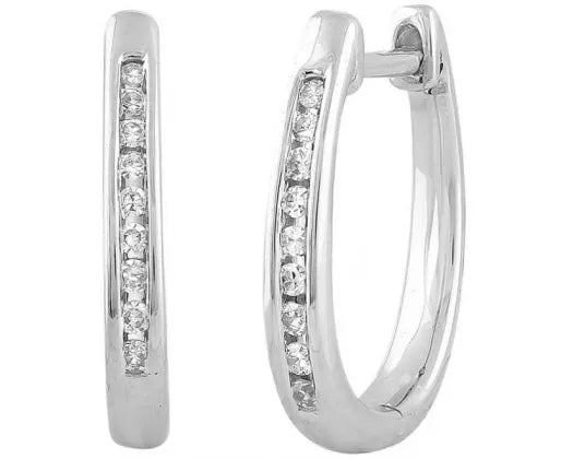 9ct White Gold Huggie Diamond Earrings