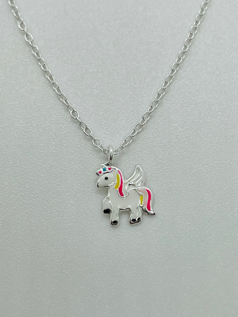 Sterling Silver and Enamel Yellow and Pink Unicorn Pendant