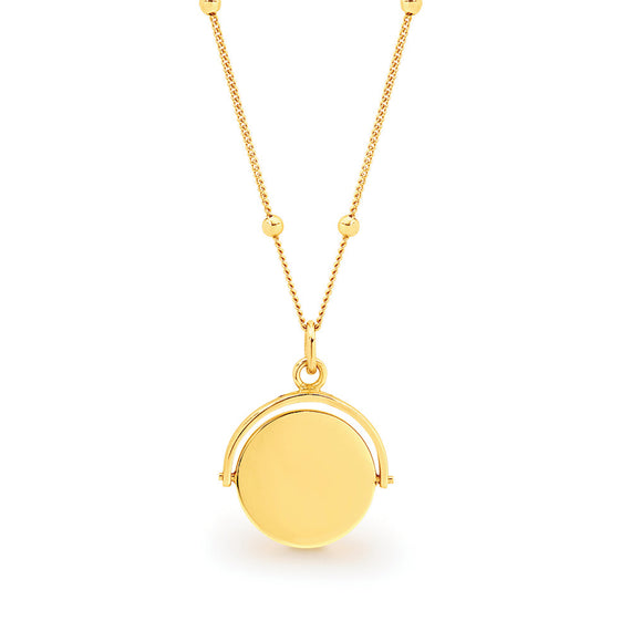Sterling Silver Yellow Gold Plated Necklace with Engravable Pendant
