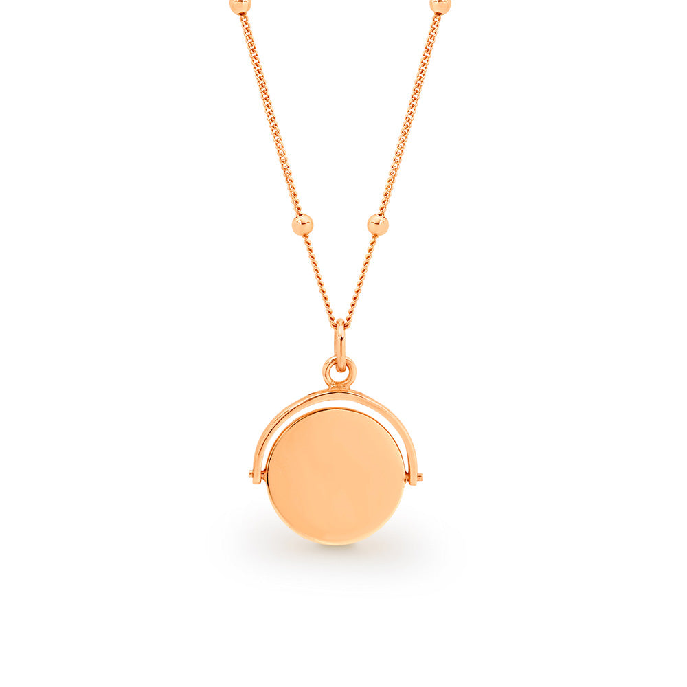 Sterling Silver Rose Gold Plated Necklace with Engravable Pendant
