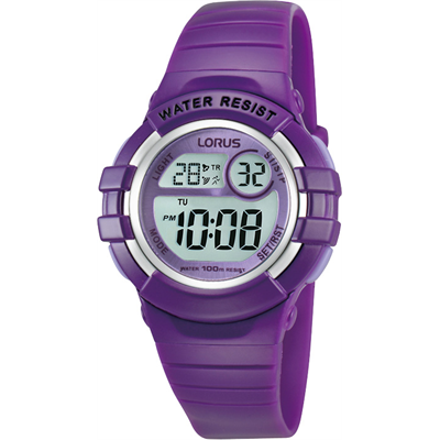 Lorus Youth Digital Watch Purple Case and Strap 100m WR