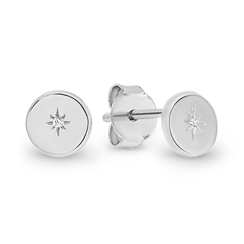 Sterling Silver Stud Earrings with CZ in Centre