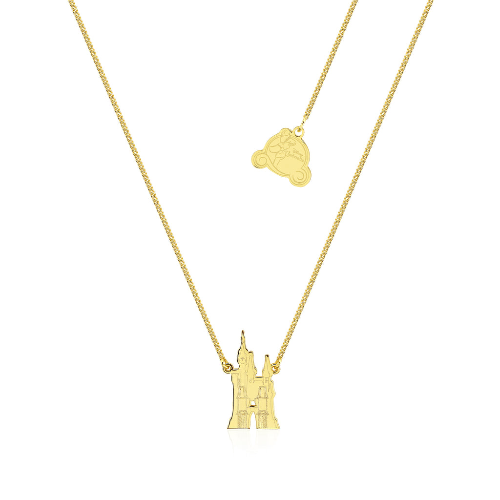 Disney Couture Kingdom Yellow Gold Plated Cinderella Castle Necklace