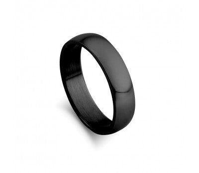 Blaze Stainless Steel Black Plain Ring
