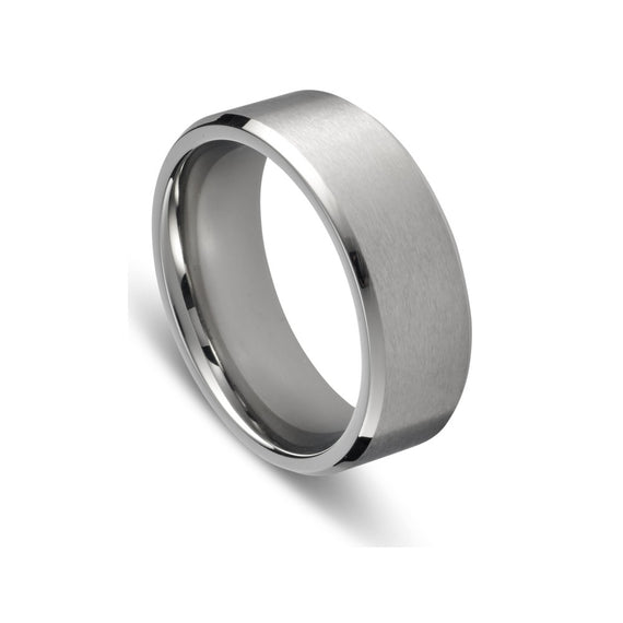 Blaze Stainless Steel Men's Brushed Steel Ring With Polished Edges